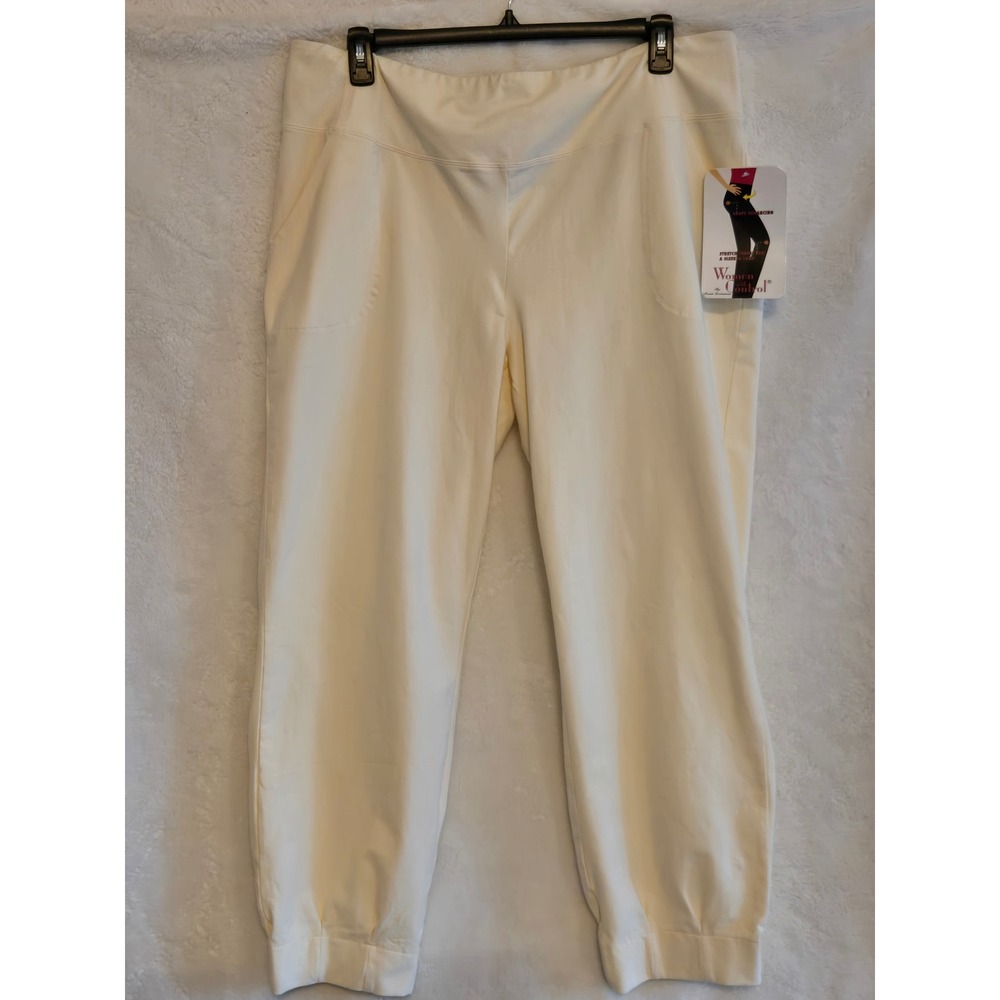 Women with‎ Control Renee Greenstein Blu-Tec Tummy Control Jogger Pants Cream 2X